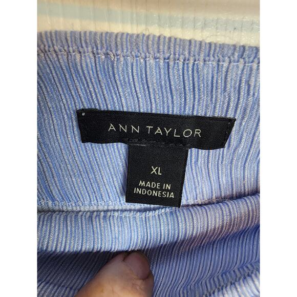 Ann Taylor Off Shoulder Gauzy Blue Tie Sleeve Blouse, XL - Picture 5 of 6